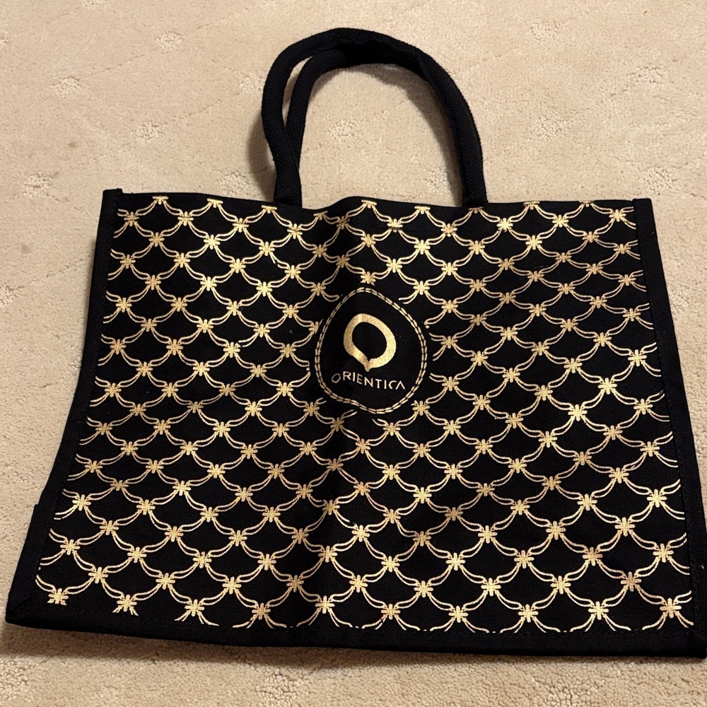 Orientica Luxury Black and Gold Tote Bag